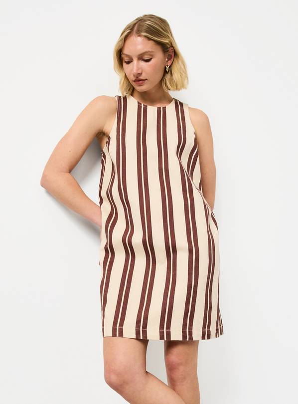 Red Stripe Denim Mini Shift Dress 14